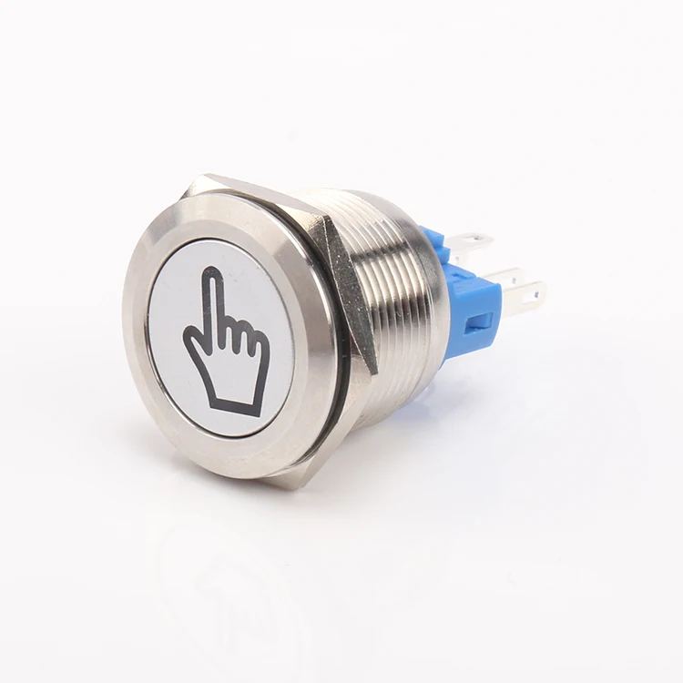 25mm Computer Start Momentary metal push button switch 5v Blue Led Power Icon W/ 50cm Wire