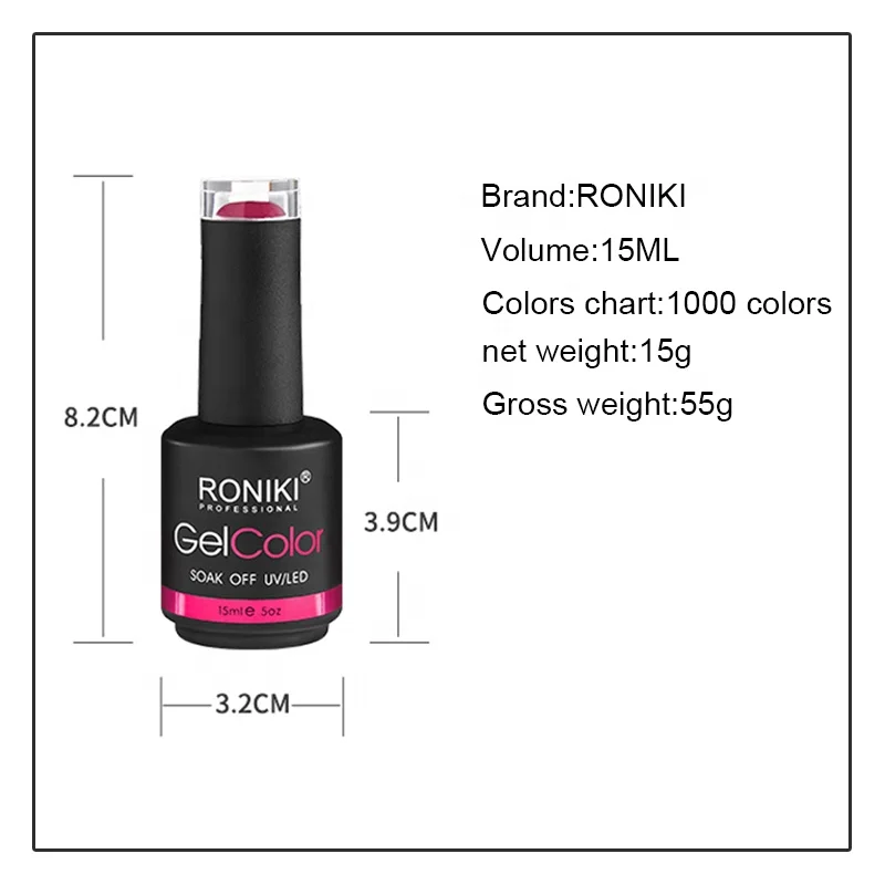 RONIKI Custom Logo Private Label Gel Nail Polish Wholesale Nail Uv Gel Free HEMA Soak Off Vegan Very Good Nail Gel Polish