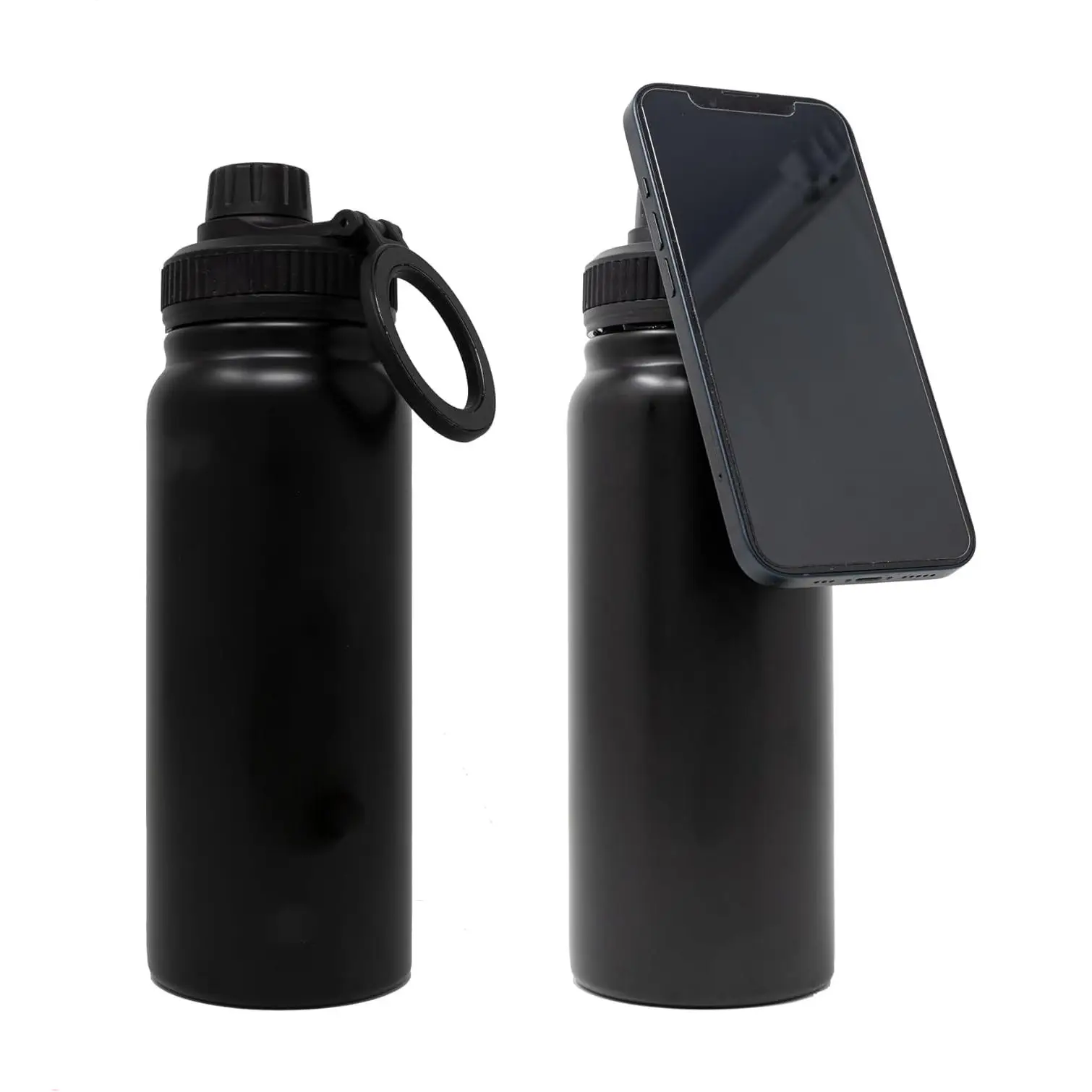 gym water bottle with magnetic phone holder 24oz double wall magnetic ferrofluid liquid water in bottle display