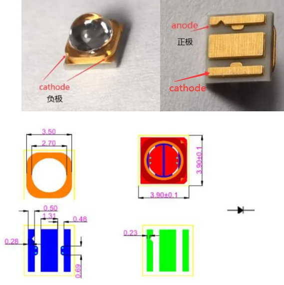Good quality red 3535 ir led 680nm for laser lighting show