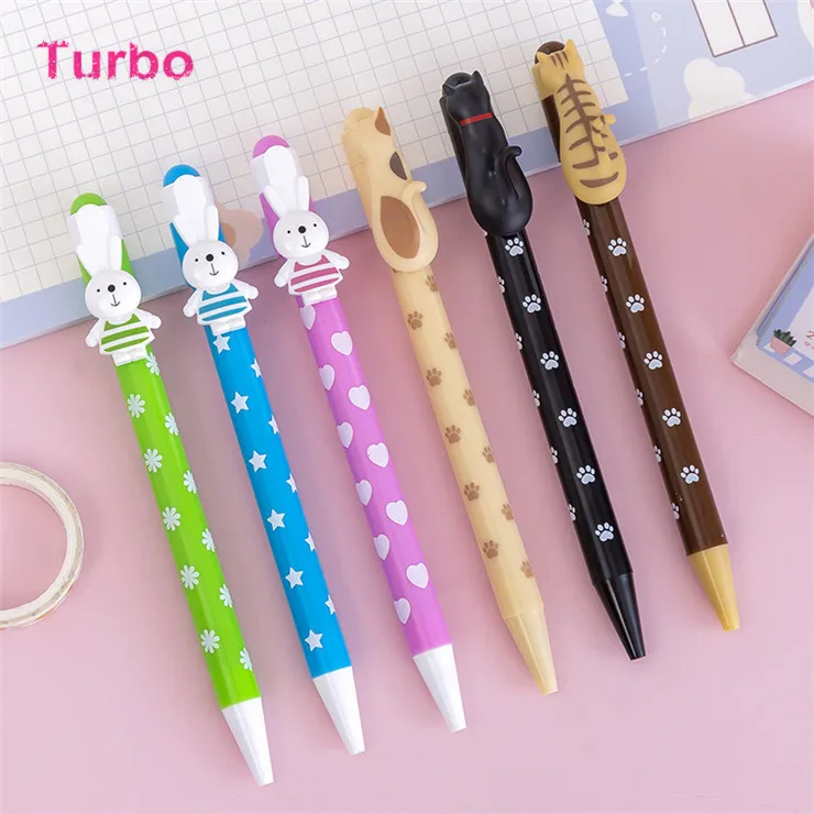 cheap fashion school accessories stationery Stocked Creative cat and rabbit shaped plastic ballpen ballpoint pen 0.5mm