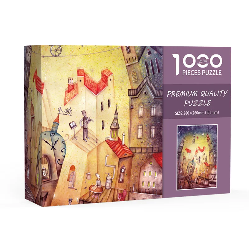 Custom High Quality DIY 3D Puzzles Educational Toy Cardboard Jigsaw Puzzle 1000 Pieces for Adults Brain