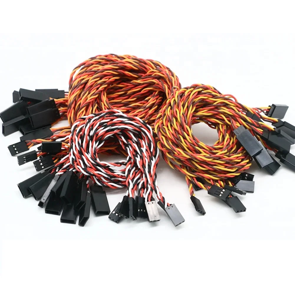 Twisted Wire 90CM 100CM Anti-interference Male to Female JR Futaba Servo Extension Cable For RC Drone Helicopter Parts