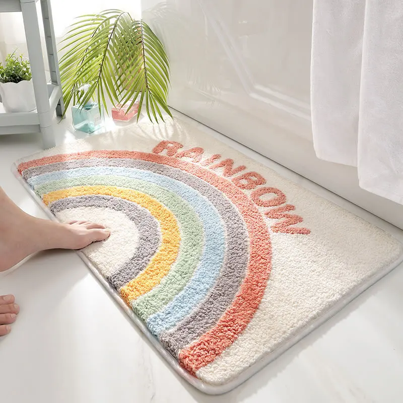 Non Slip Bathroom doormat absorbent fluffy microfiber rugs carpet long pile tufted floor mat
