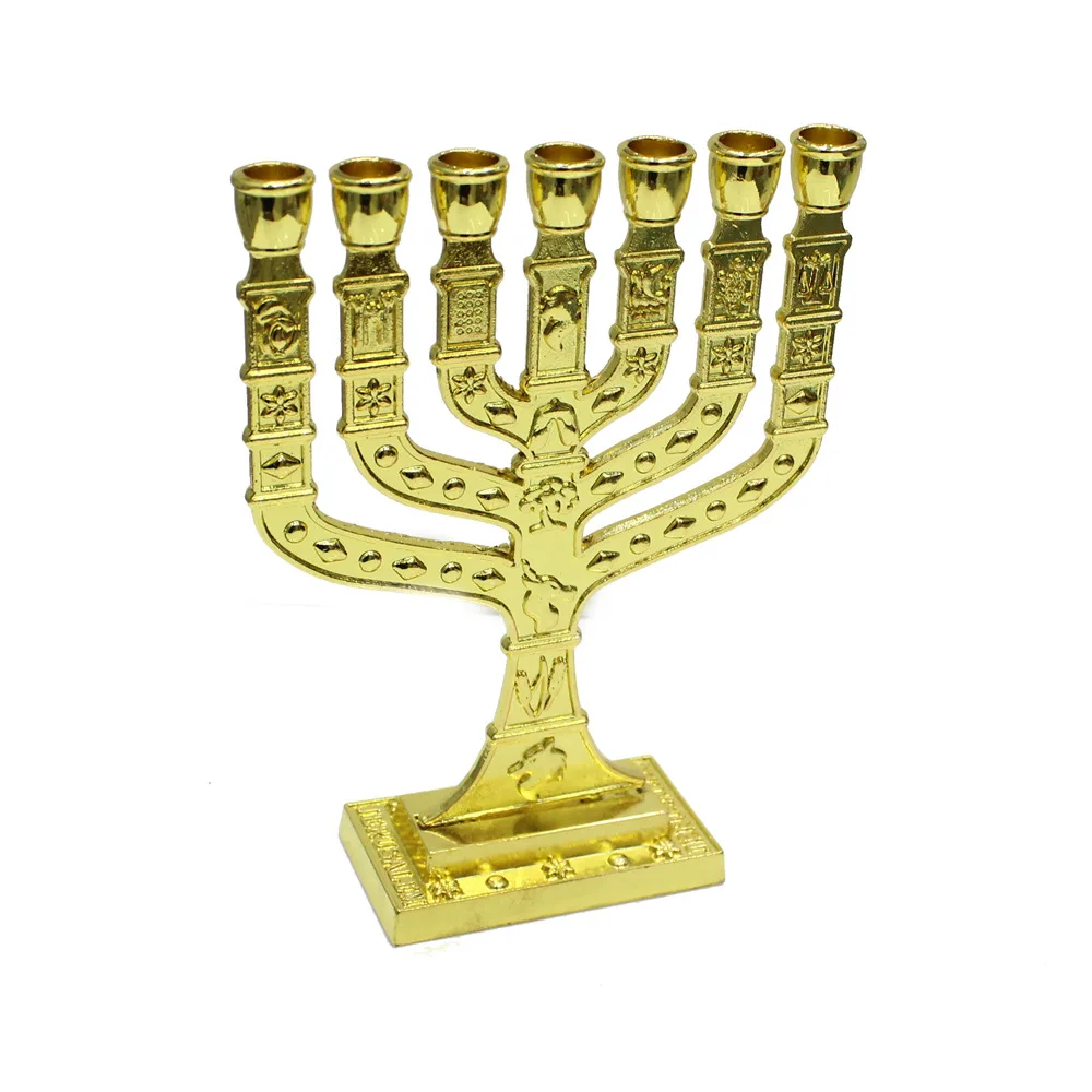 2022 Wholesales Religious Seven Hole Gold Candelabra Holy Grail Ancient Relics Decorated