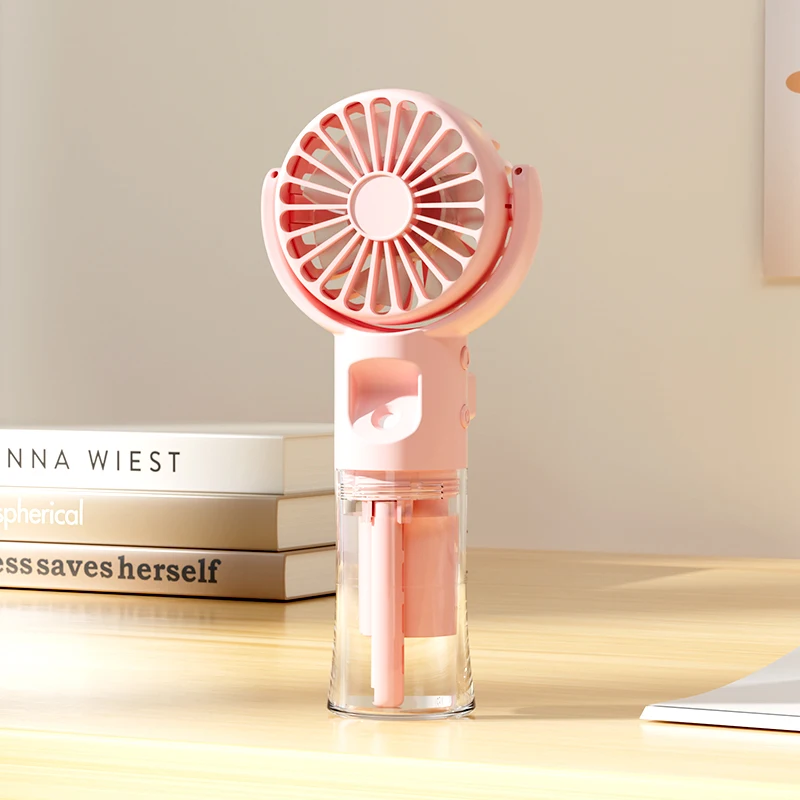 2024 New Handheld Spray Portable Small Fan Gift Custom Humidified Handheld Wearable Fans For Outdoor