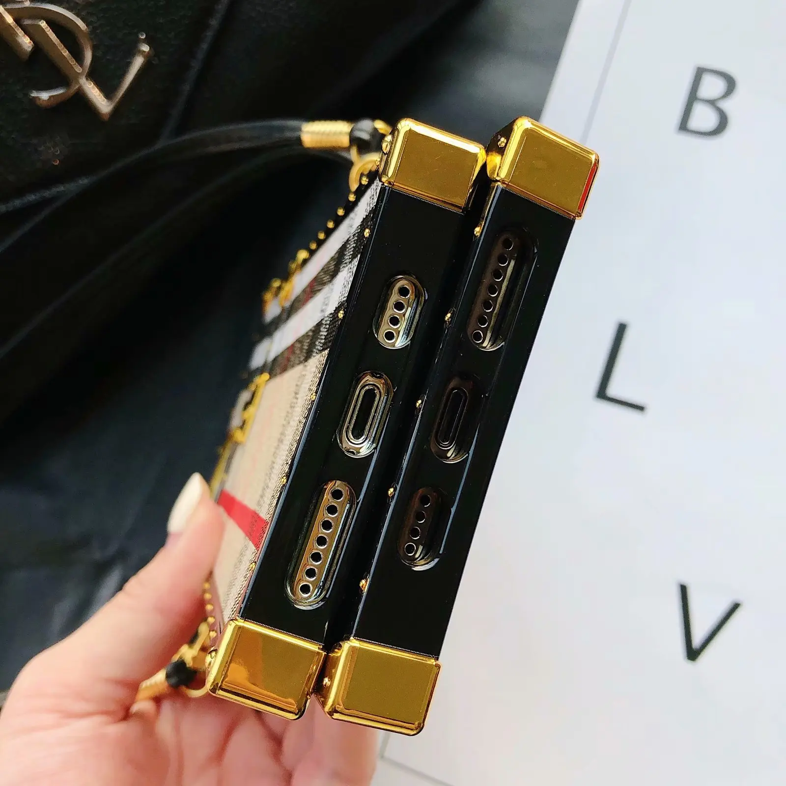 
luxury design square phone case for samsung galaxy s20 Ultra s10 s9 s8 plus leather cases for note20 note10 note9 