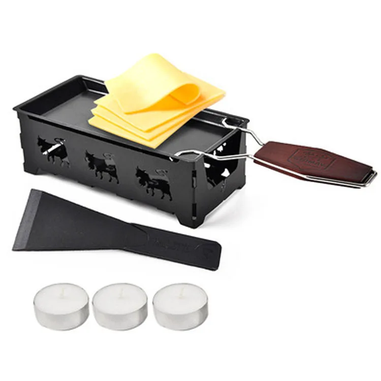 Cheese Melt Pan Non-Stick Rotaster Baking Tray Stove Set Portable Foldable Non-Stick Candlelight Cheese Raclette Pan