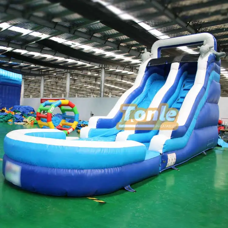 custom commercial kids blue dolphin water slide inflatable water slide for party rental