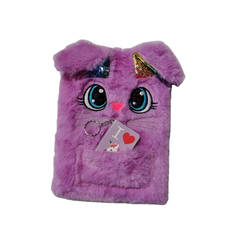 Wholesale Fluffy Plush Notebook A5 A6 Cartoon Stationery Kids Gifts Journal Dairy Book Plush Notebook