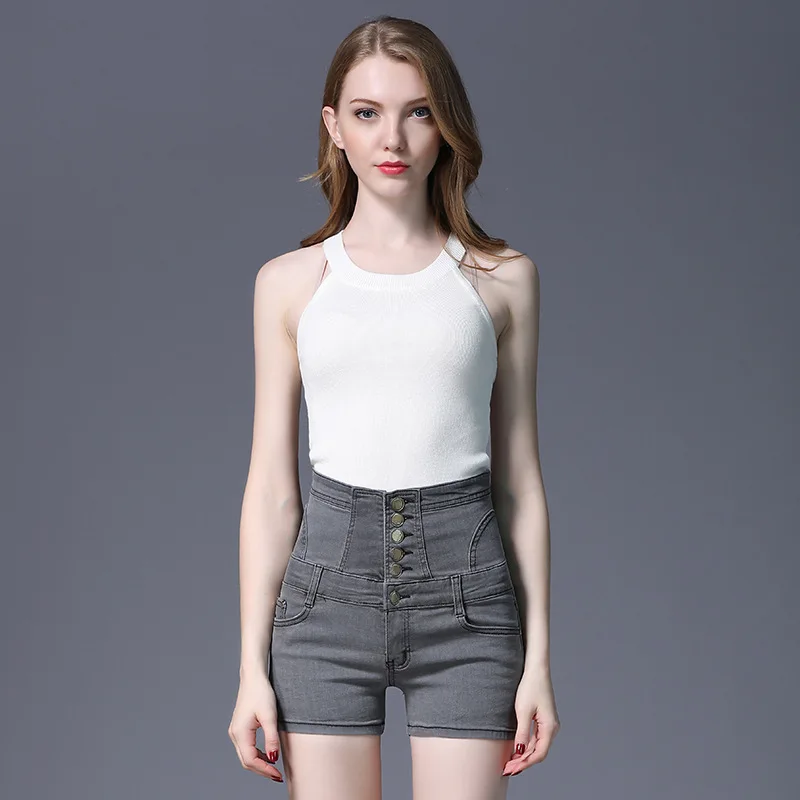 High-quality new casual shorts for young girls high waist elastic Plus Size denim shorts