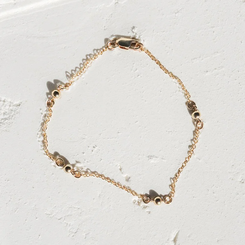 Gemnel Quatro Circle Ball Gold Plated 925 Sterling Silver Chain Bracelet For Women