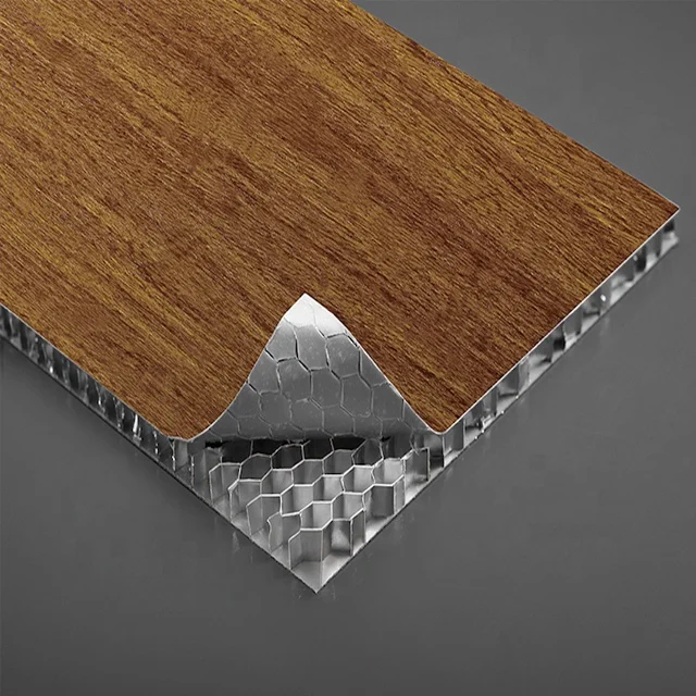 Wooden grain PE PVDF 12mm aluminium honeycomb core sandwich composite panel in cheap price
