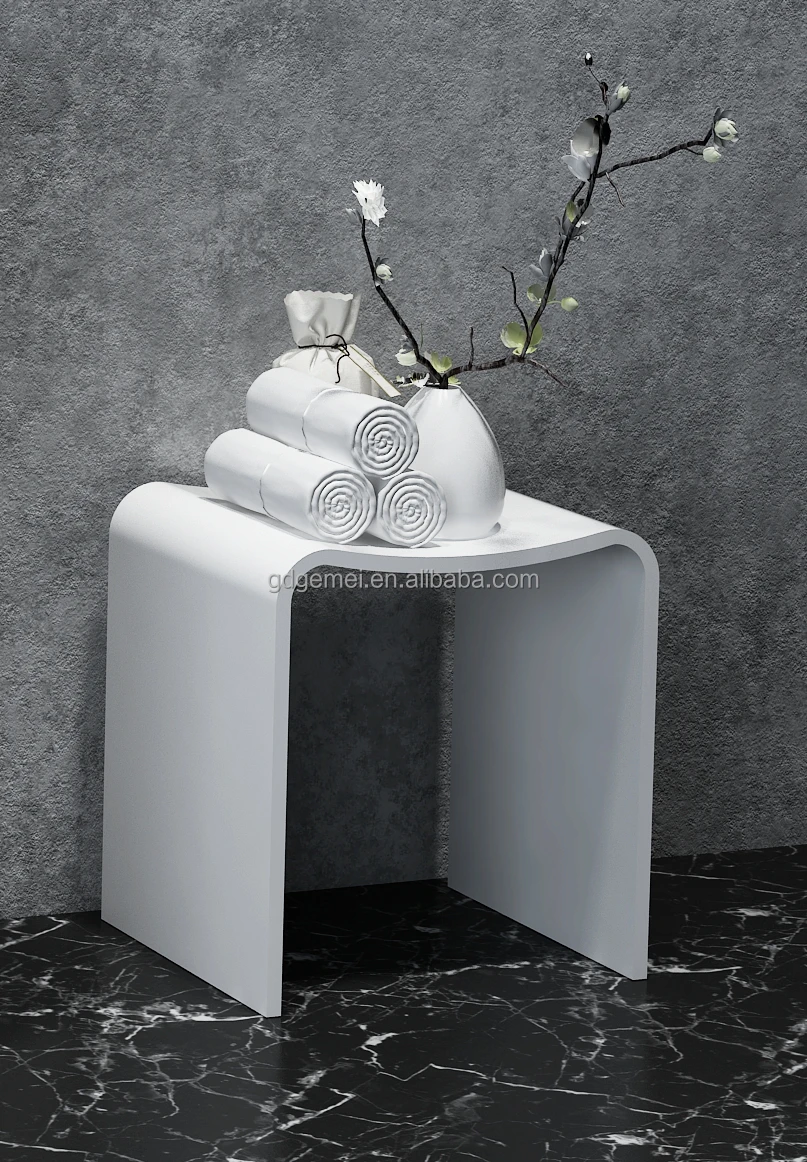 Italian designed solid surface stool artificial stone shower bench stool