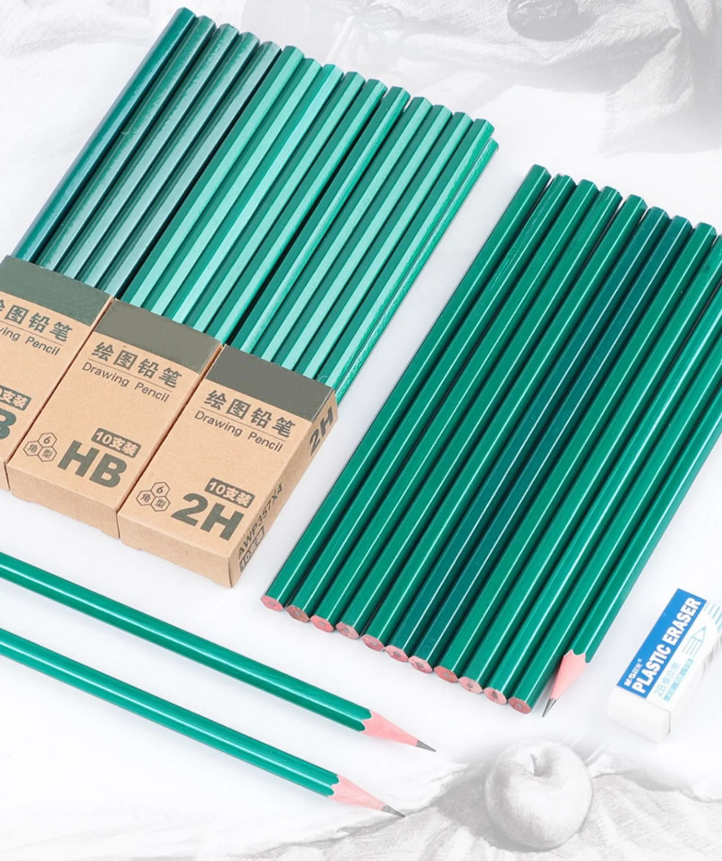 Customized Logo 7inch 2B Wood Pencil Hexagonal Graphite Lead With Paper Card Packing For Writing Or Drawing