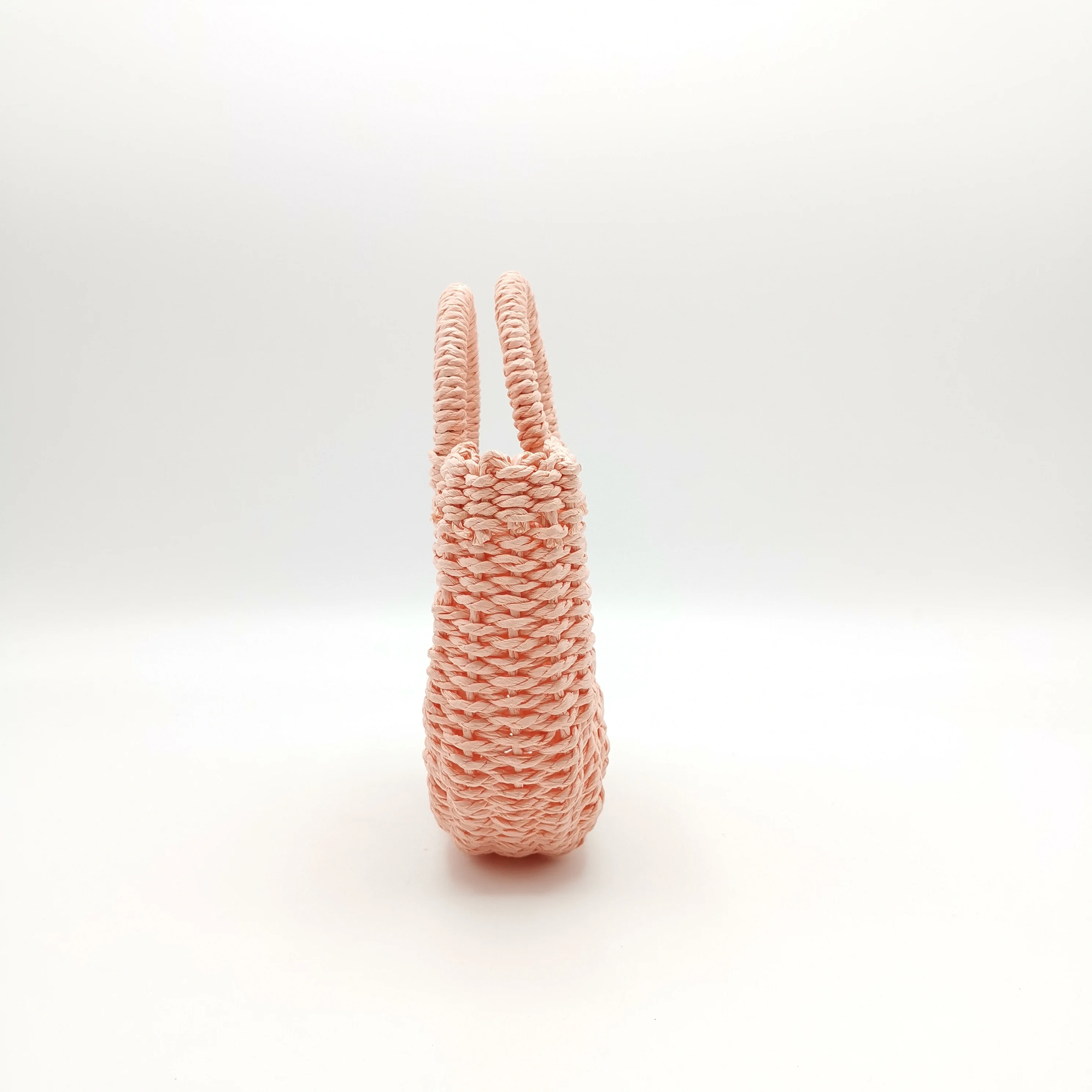 Pink Mini Straw Tote Bag Summer Beach Shoulder Bag Handmade Straw Woven Handbag for Kids