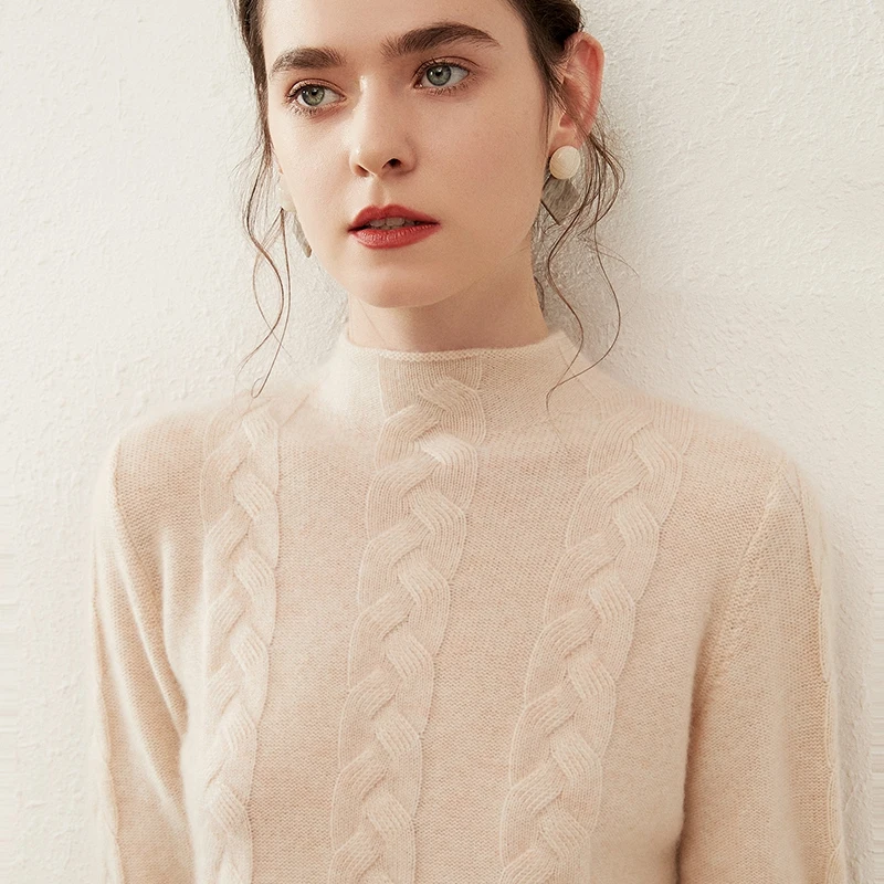 
Latest Amazon Sale Ladies Fashion Knit Jumper 35% Cashmere Women Woolen Knit Crochet Sweater 