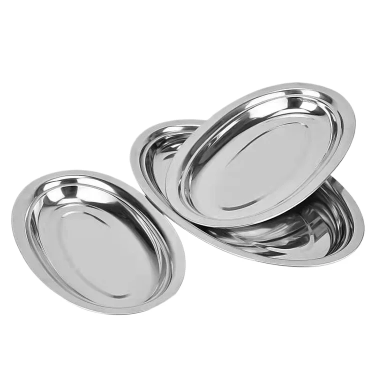 High Quality Stainless Steel Fish Food Tray Compartment Plate Dish Competitive Price for Hotels Food Tray Stainless Steel Oval