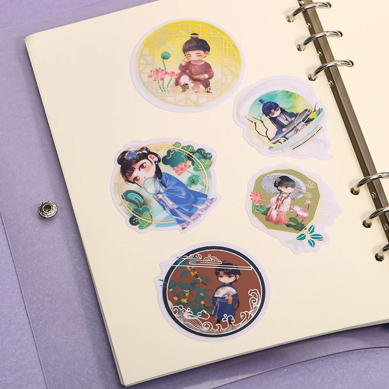 Vograce Journaling Decorative Sexy Anime Hot Stamping Gold Sliver Vinyl Stickers