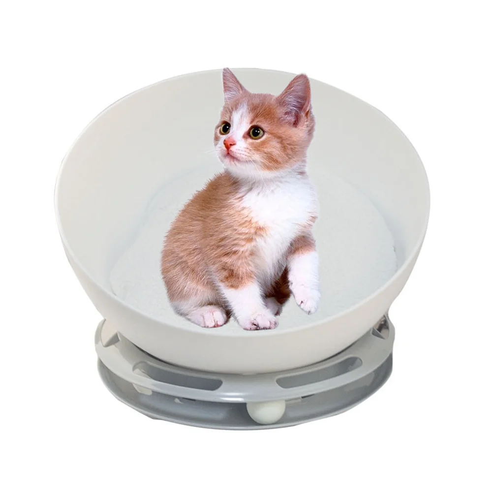 2022 new design modern style plastic PP cat House Bed Half Open Warm cat Nest With Track Rolling Ball Toy