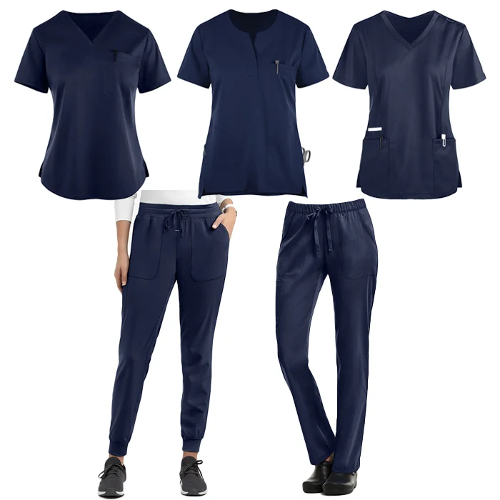 OEM anti wrinkle hospital scrubs set female nursing jogger pants customized logo nursing uniform