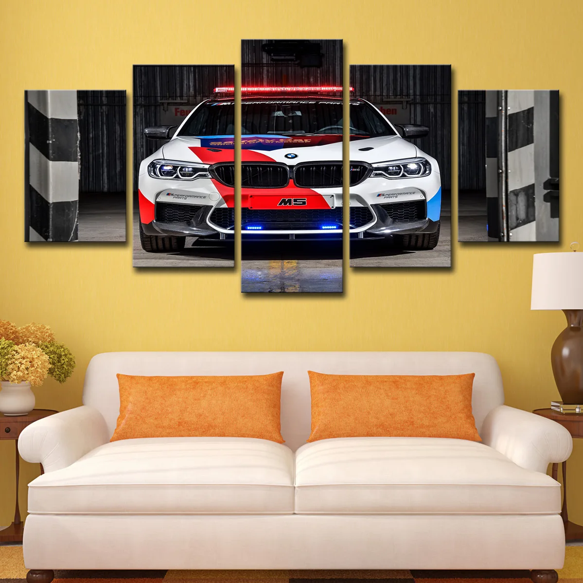 High Resolution Water-proof 5 Panel BMW M5 Sport Car Wall Art Poster Painting Canvas Picture Print for Home Office Decoration