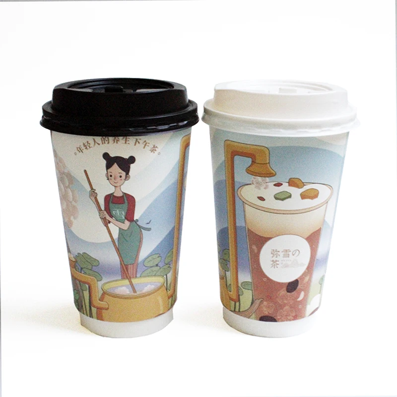 
Таможня напечатала 8 oz 12 oz 16 oz бумажные стаканчики кофе с крышкой для bubble tea/молочный чай бумажные стаканчики с двойными стенками Устранимый бумажный стаканчик 