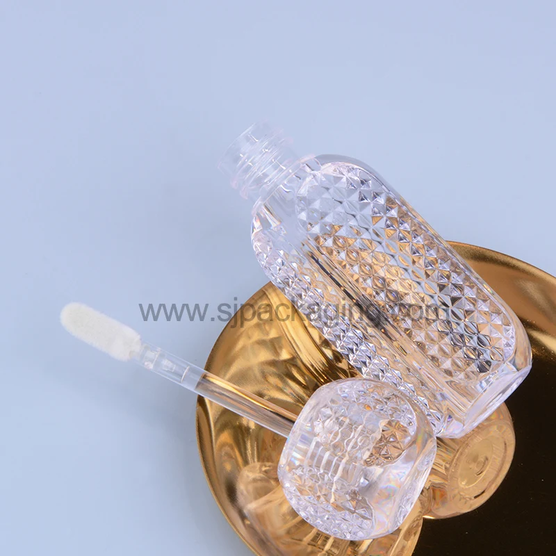 Unique lip gloss tube PETG transparent luxury lipgloss bottle liptint empty container lip oil tube with brush