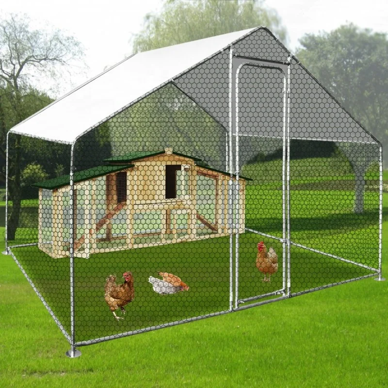 3M Span Galvanized Steel Chicken Runs Metal Cage Hen House Coop
