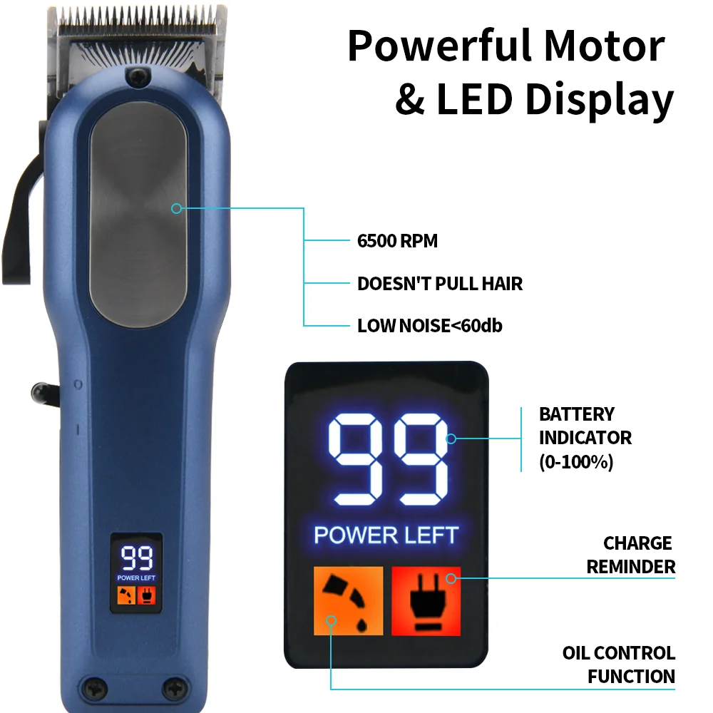 PRITECH LED Display Rechargeable Cordless Professional Hair Trimmer Clipper