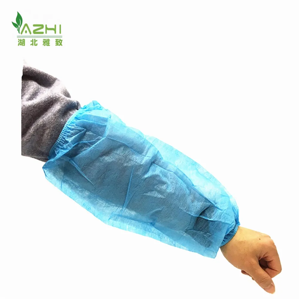 Disposable Microporous Oversleeve Disposable Blue Nonwoven Polyethylene Arm Sleeve Cover With Elastic Cuff