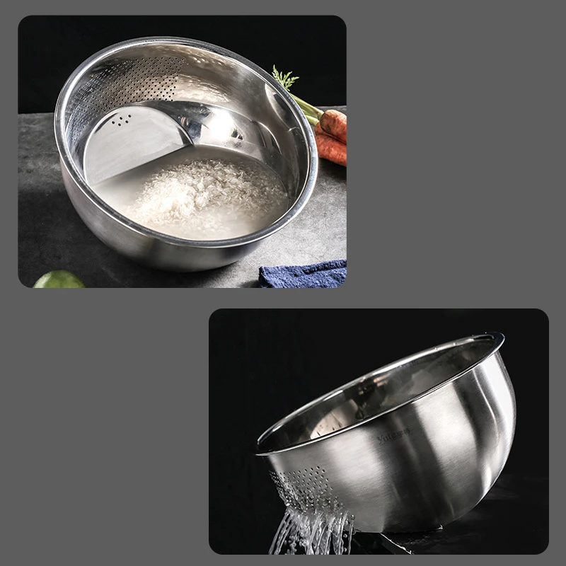 Irregular inclined bottom multipurpose stainless steel 304 wash drain rice sieve fruit vegetables kitchen colanders & strainers
