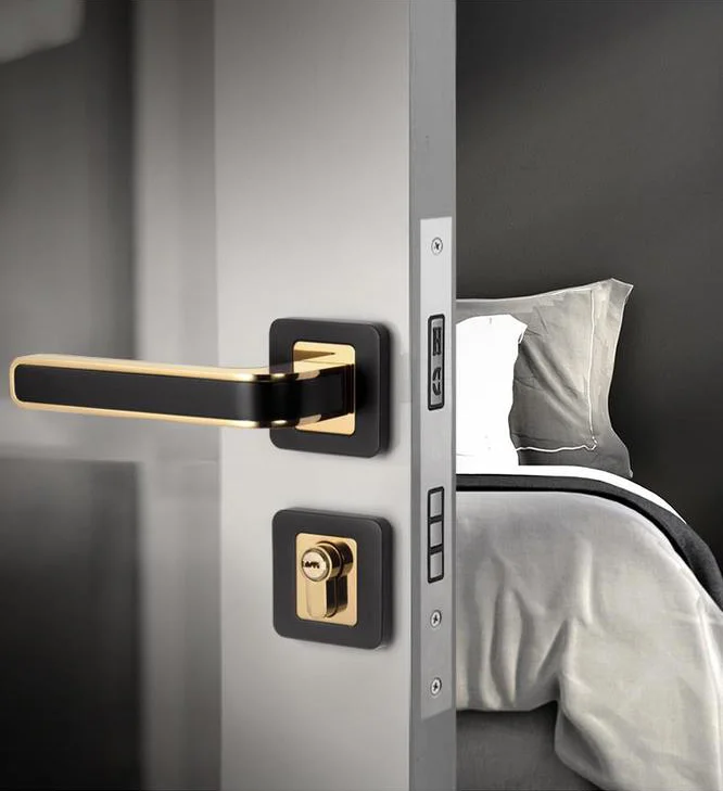 Door handles luxury modern bedroom interior mute split lock lever simple wooden door lock handle gold for room