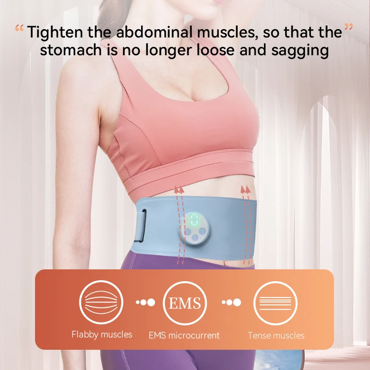 OEM/ODM Electronic Rechargeable EMS ABS STIMULATOR WITH DISPLAY for waist and abs shaping & massaging relaxing