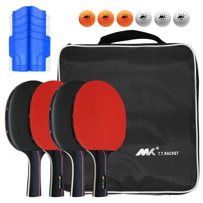 
Customized Logo Professional Wood Table Tennis Racket Ping Pong Bat Set 8 Balls and Portable Net for 4 Players 