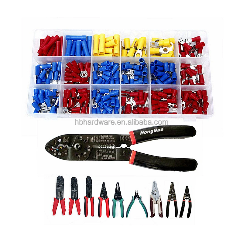 Hot New 300 Piece Network Terminal Cable Connectors Tools Kit Multi Functional Clamp Crimp Pliers Cable Striper Crimper Tool Kit