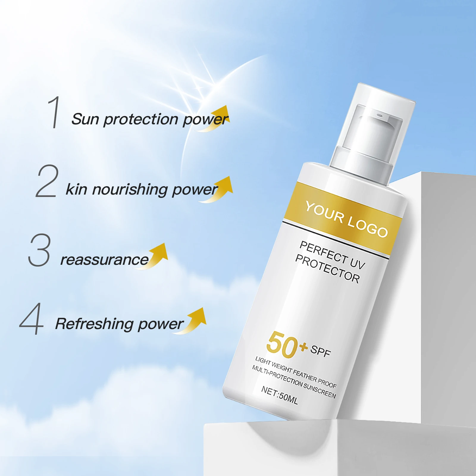 Солнцезащитный крем Spf 50 солнцезащитный частная марка Органический для тела и лица Водонепроницаемый увлажняющий отбеливающий