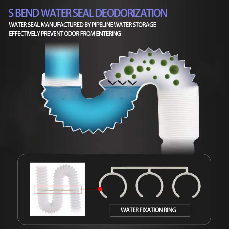 Balcony Transparent Cup Drain Hose Fittings Odor-proof Basin Telescopic PVC Sewer Bathroom Basin Bottle trap Waste pipe