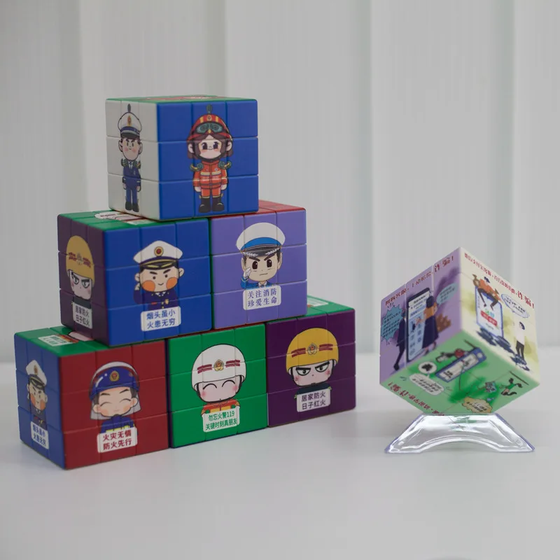 Рекламные Пластиковые Вращающиеся кубики с индивидуальным изображением 3 х3 Забавный цветной узор УФ-печать 6 сторон Abs куб-пазл