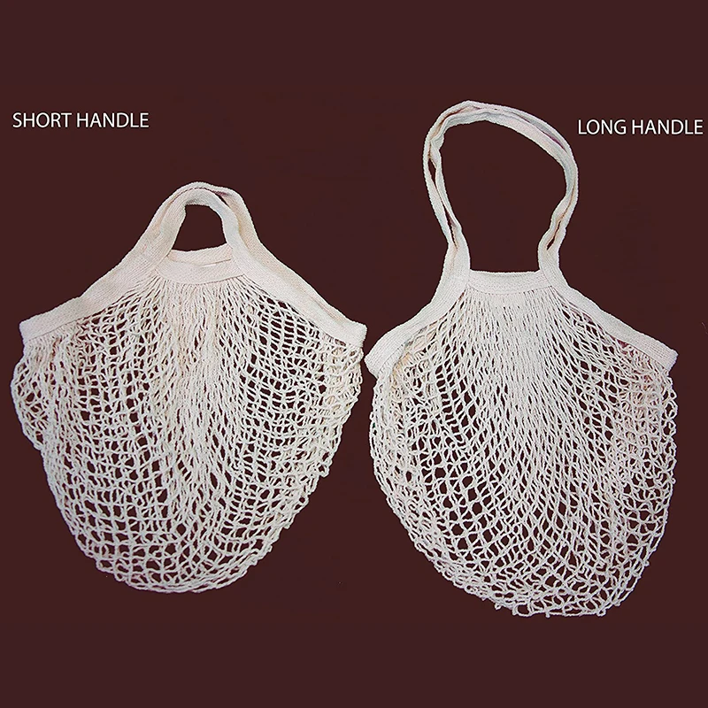 Eco Friendly Reusable Produce Net Bags Organic Cotton Mesh Toy Storage Bags In Stock