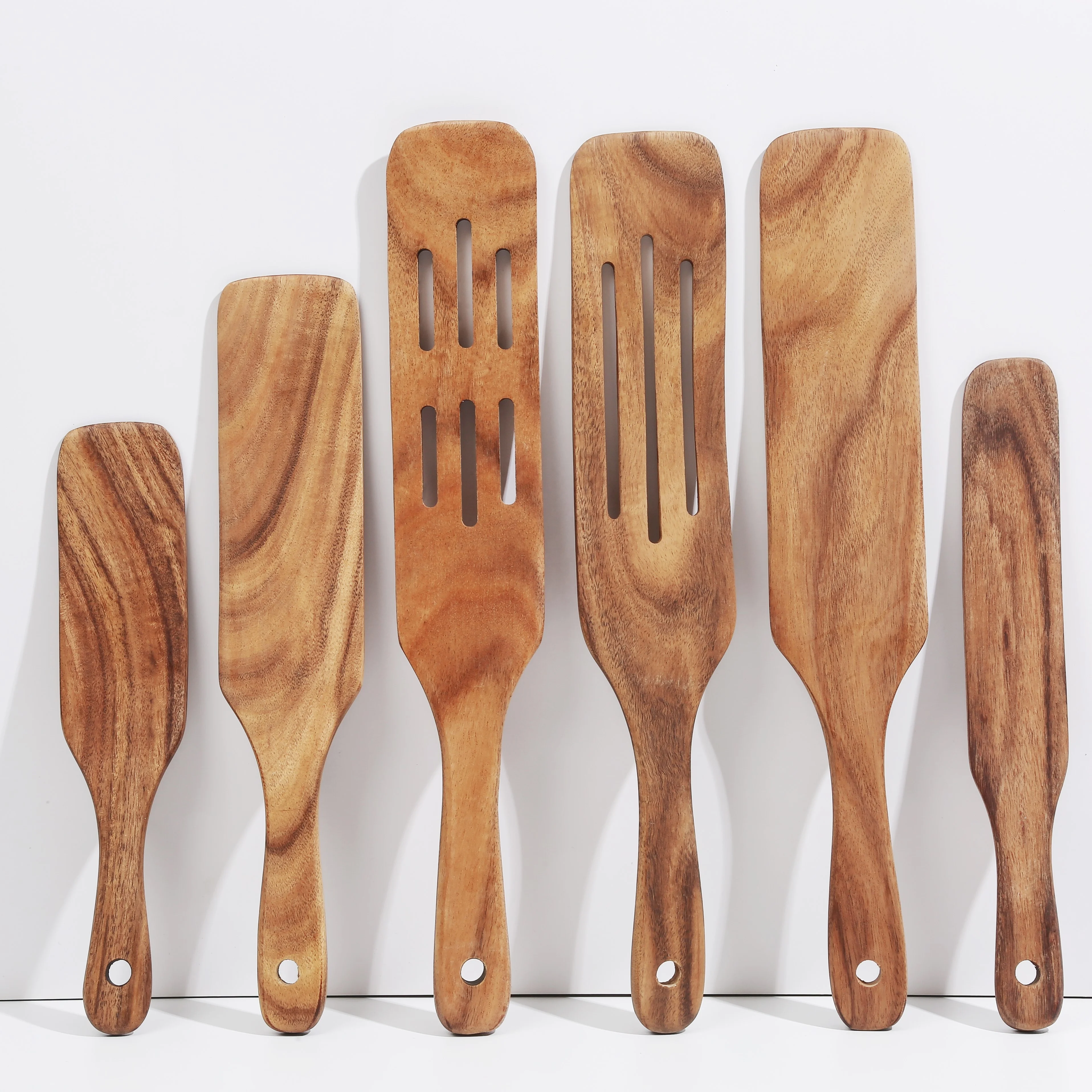 Customized Non Stick Teak Wooden Spatula Kitchen Cooking Utensils Tools Sets