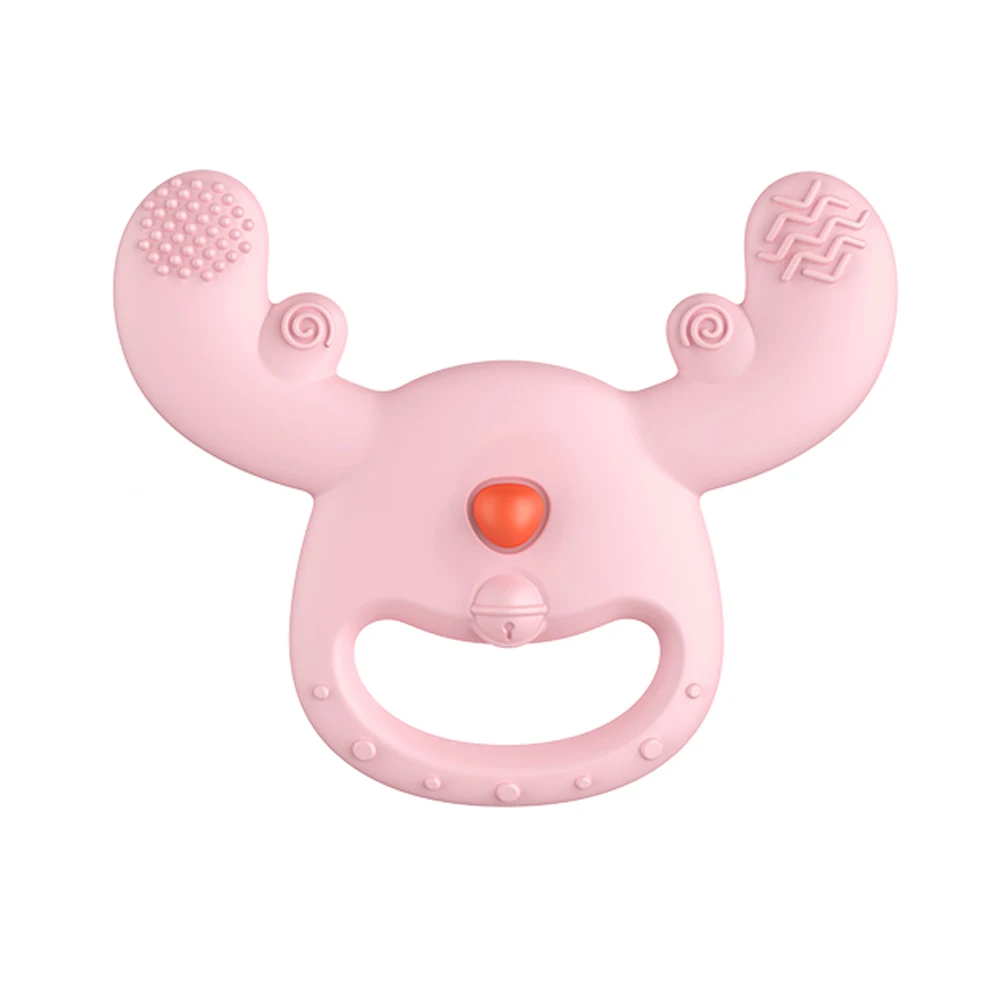 Новый продукт в виде рождественского оленя зуб резинки для волос большая красная силиконовая Жираф Кулон зуб резинка детская пустышка на цепочке с прищепкой, молярная палочка RK-N7019