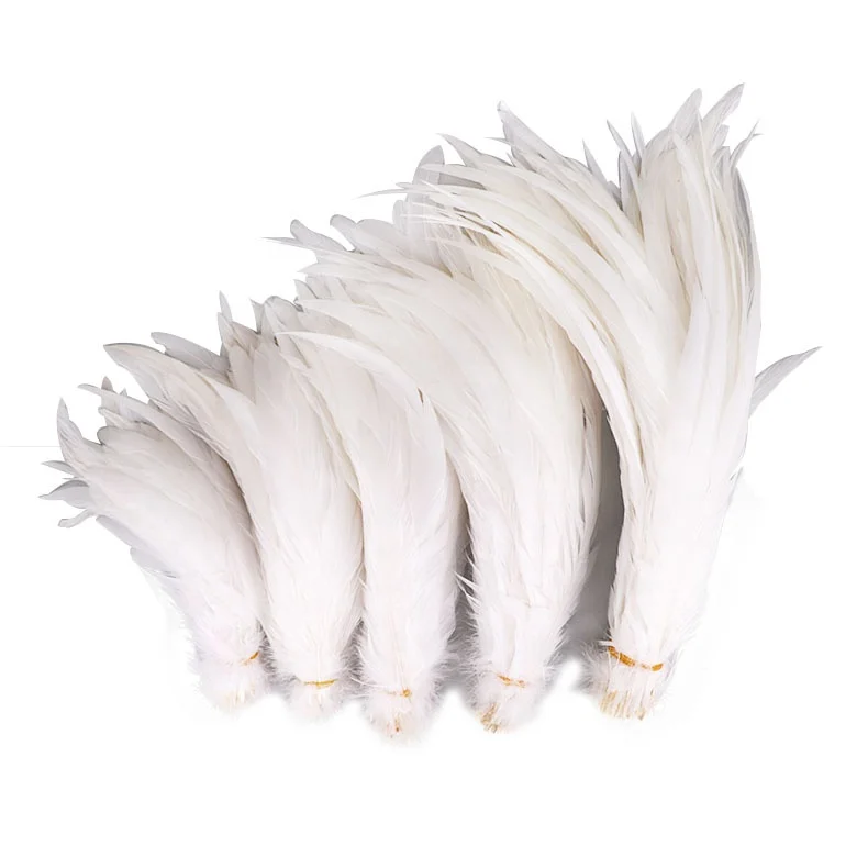 Wholesale 20-25cm high quality natural bleached white chicken rooster tail feathers for headwear accessories