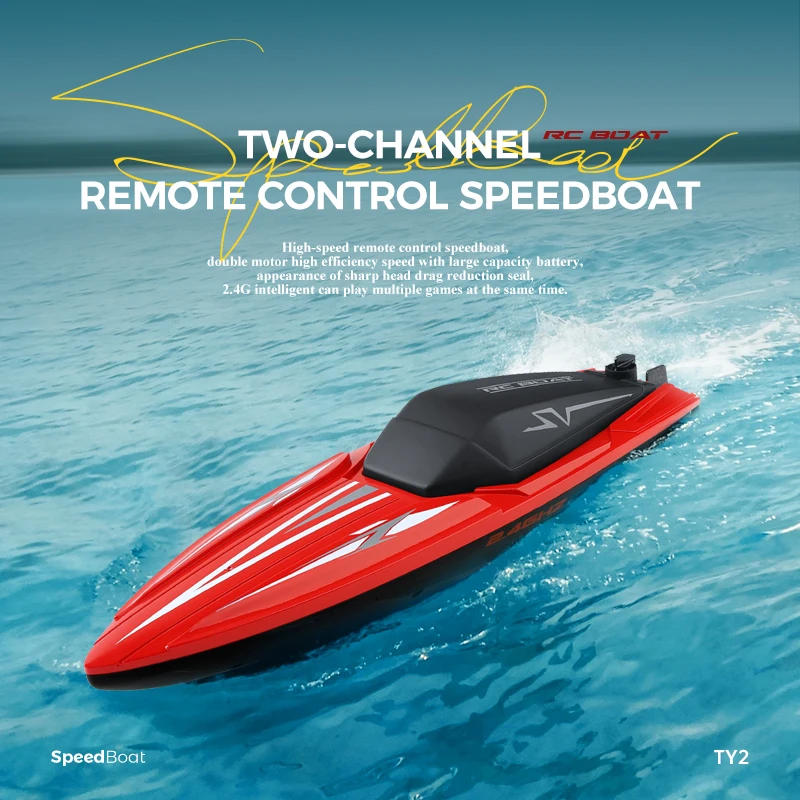 TY2 Mini High-Speed 2.4GHz RC Racing Boat & Ship Dual Motor with Strong Power 80m Distance Gift for Kids