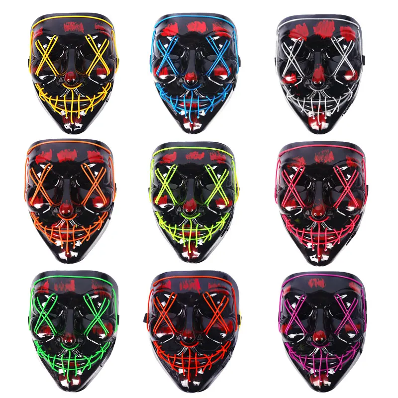 Hot Selling Drop Shipping Halloween Decoration Light up DJ Cosplay Masque Neon Glowing el Wire Rave LED Party Mask