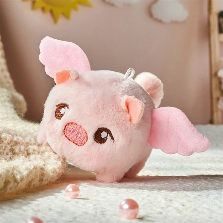 Make a sound movable pig plush toy with wing