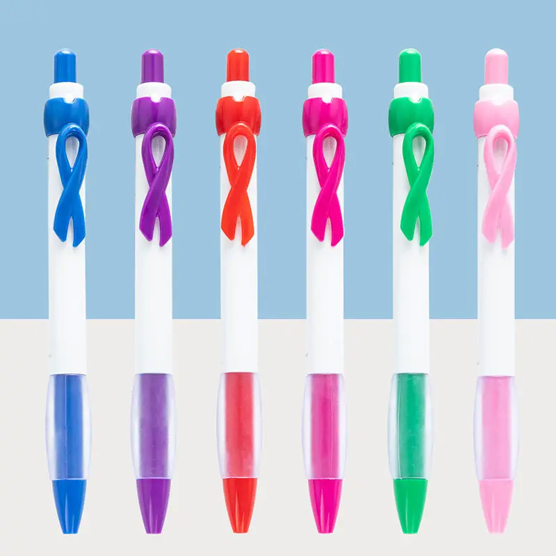 Plastic Pink Ribbon Grip Breast Cancer Awareness Gift Fashion 1.0m Promotional Ballpoint Pen
