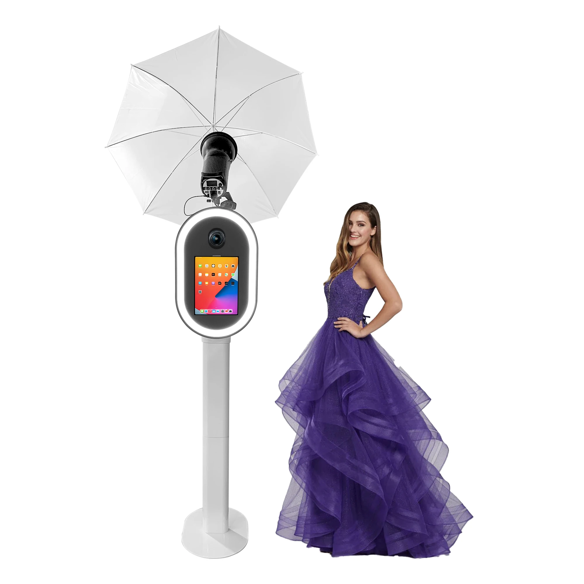 Instant PrintinChristmas Party Supplies Oval Ipad Dslr Photo Booth Shell Selfie Photobooth Machine Kiosk With Printer Stand