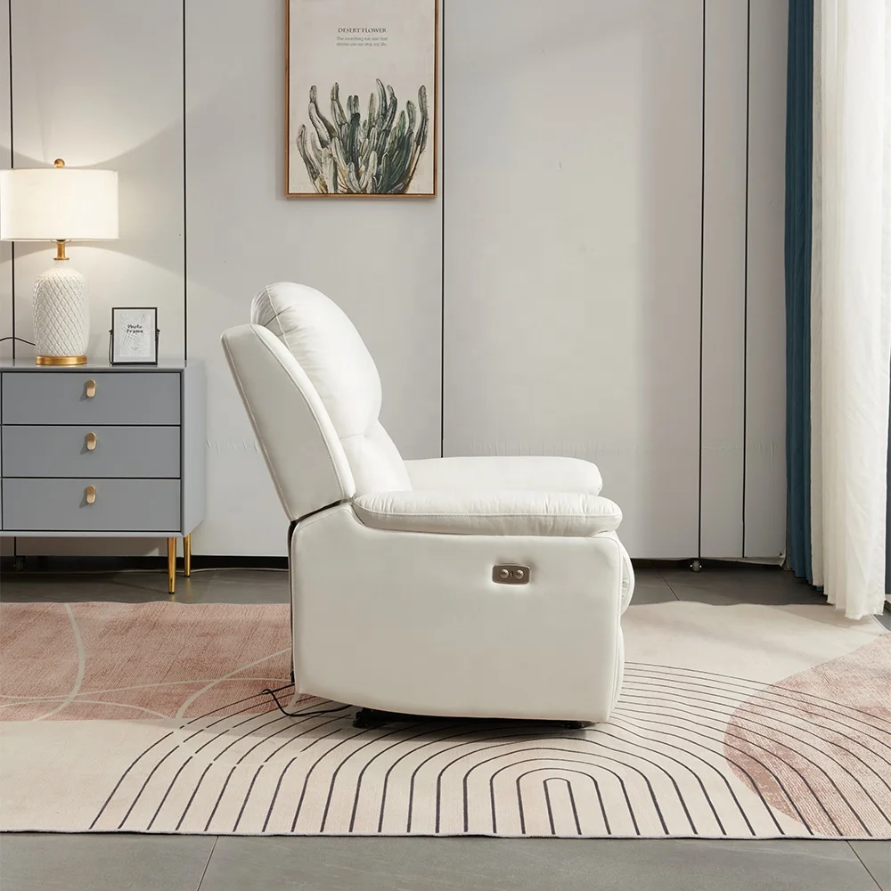 Genuin Leather Reclining Chair Power Electric Recliner Sofa Chair For Home Living Room Hotel Salon
