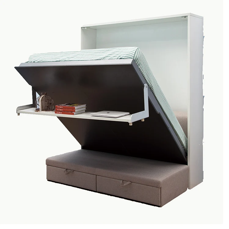 Folding saving space smart furniture spring mechanism plywood wall bed murphy bed with sofa